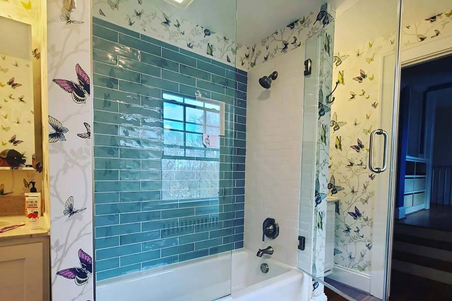 Shower with glass door